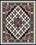 Ornate Floral Geometric Medallion Design Rug