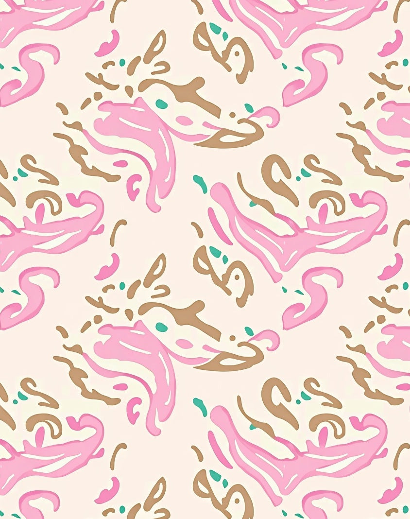 Abstract Blush and Brown Whimsical Pattern Rug