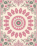Pink Green Floral Medallion Rug Design Rug