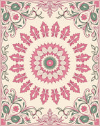 Pink Green Floral Medallion Rug Design Rug