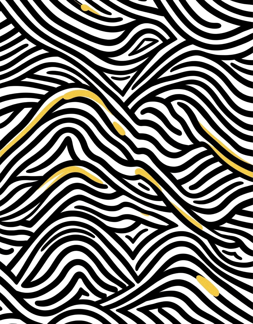 Bold Black Gold Wavy Lines Rug