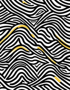 Bold Black Gold Wavy Lines Rug