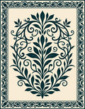 Classic Floral Scrollwork Border Design Rug