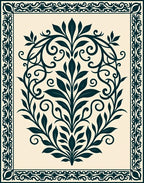 Classic Floral Scrollwork Border Design Rug