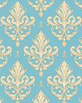 Blue Cream Baroque Scroll Pattern Rug