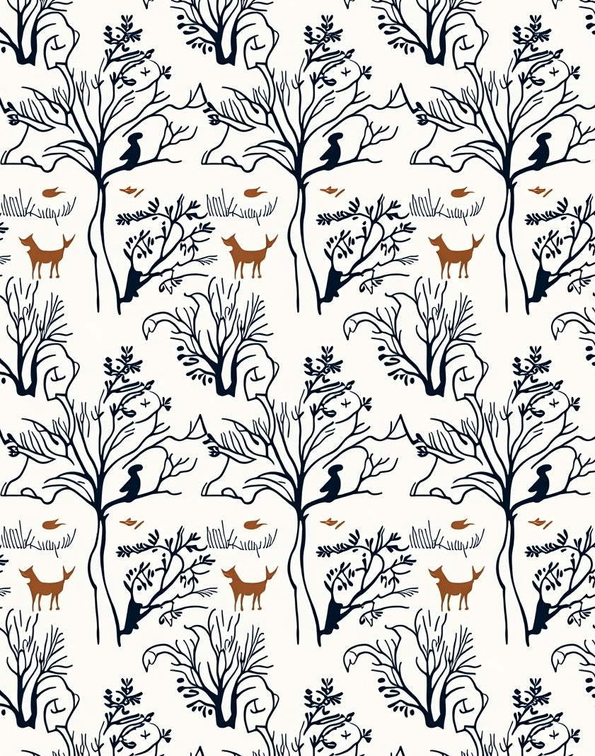 Woodland Creatures And Trees Design Rug