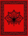 Bold Red Black Floral Mandala Rug