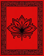 Bold Red Black Floral Mandala Rug