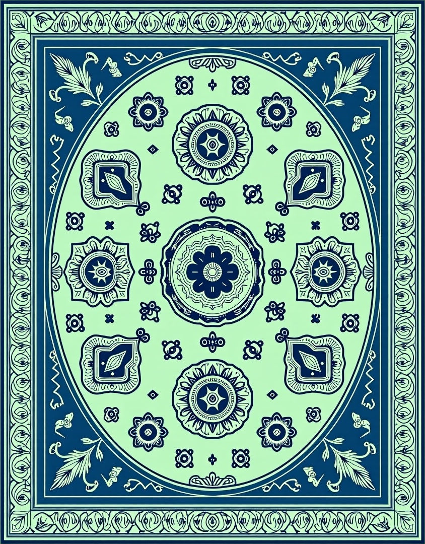 Vintage Floral Pendant Pattern Rug