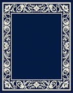 Classic Floral Scroll Border Rug