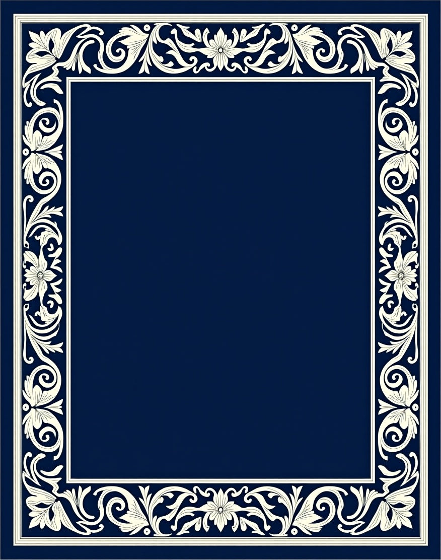 Classic Floral Scroll Border Rug