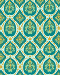 Teal Swirl Floral Ornament Rug