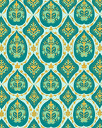 Teal Swirl Floral Ornament Rug
