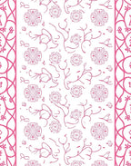 Pink Floral Vine Outline Design Rug