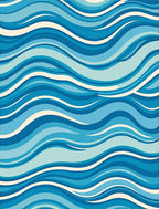 Blue White Wavy Rug