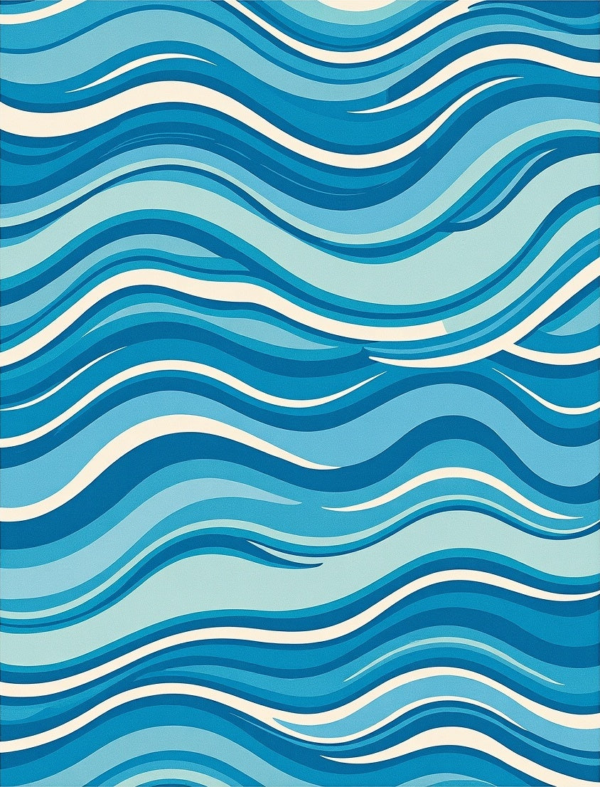 Blue White Wavy Rug