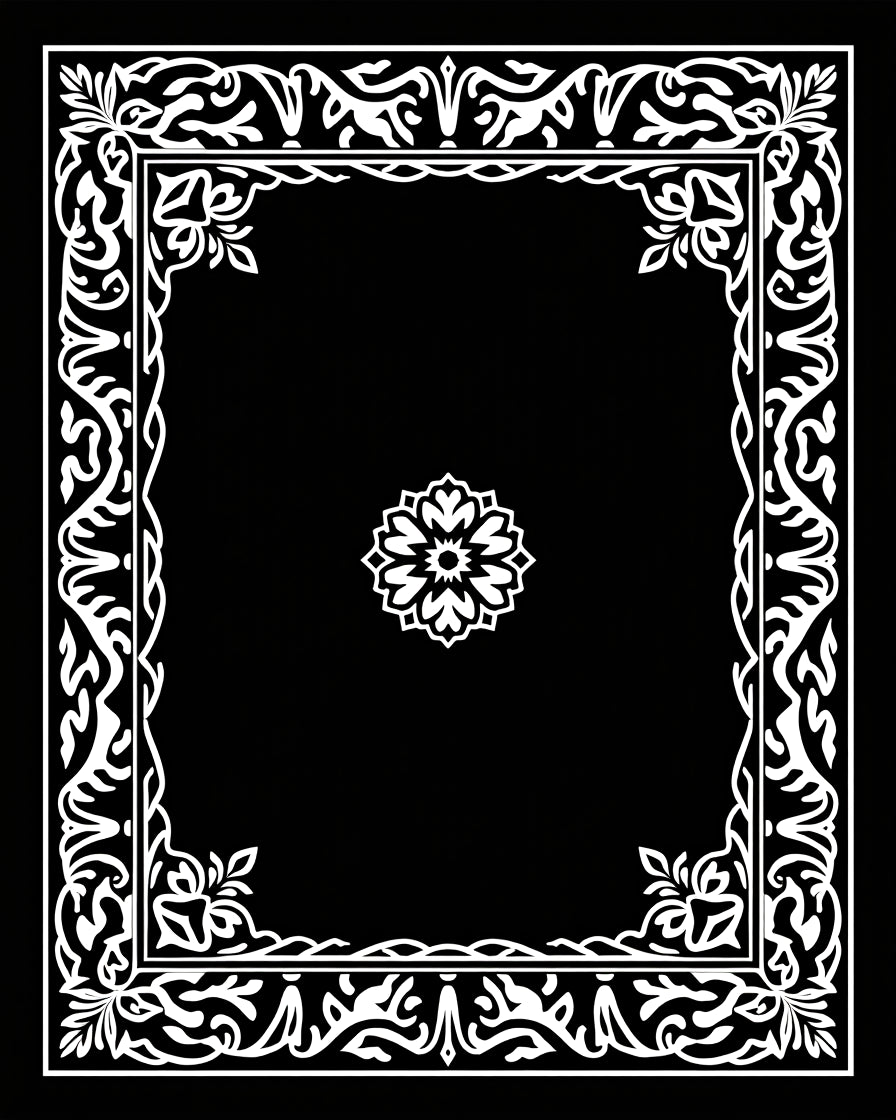 Elegant Ornate Floral Border Design Rug