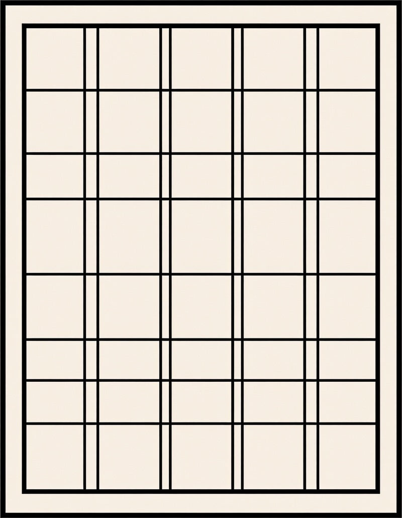 Bold Black Line Grid Pattern Decor Rug
