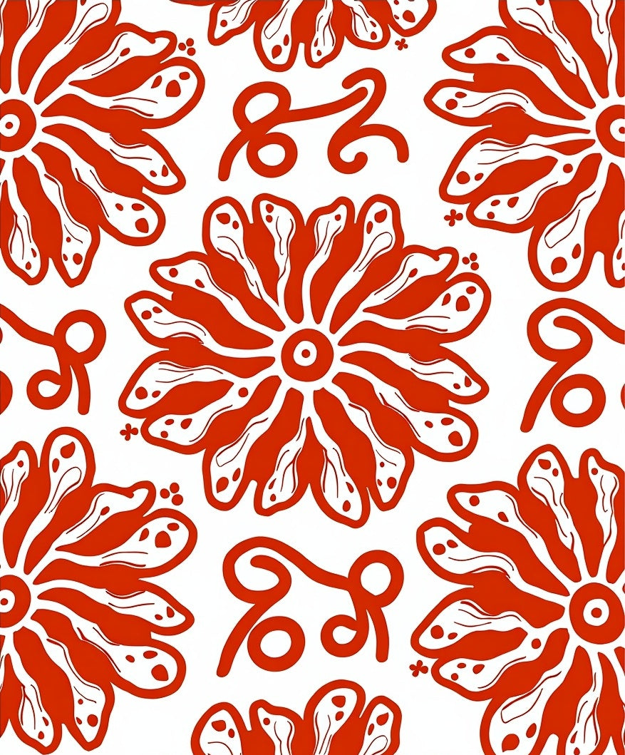 Bold Floral Swirl Pattern Rug