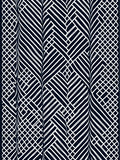 Monochrome Striped Interlocking Diamond Pattern Rug