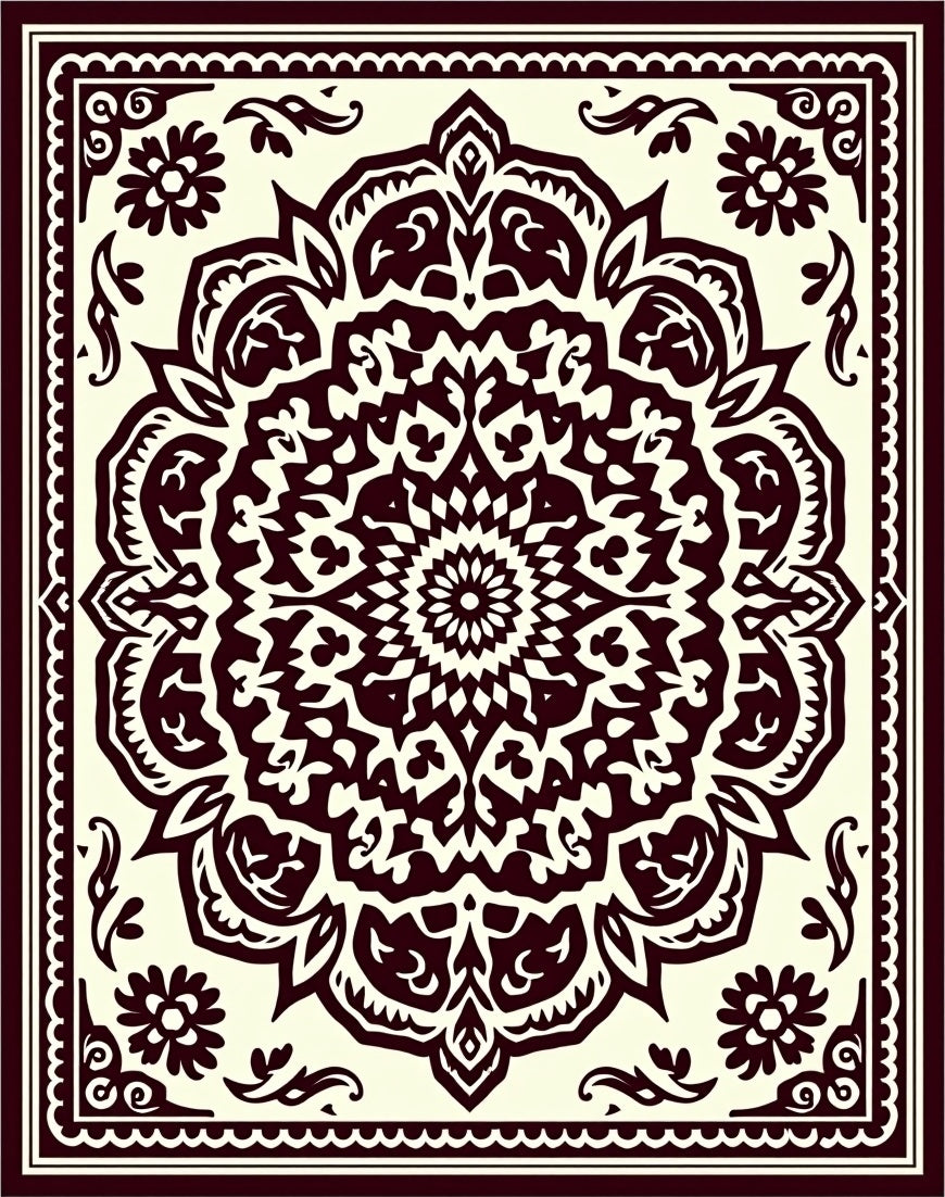 Intricate Mandala Floral Pattern Design Rug