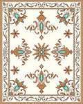Ornate Floral Leaf Medallion Design Rug