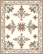Ornate Floral Leaf Medallion Design Rug