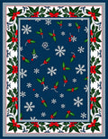 Winter Snowflake Holly Berry Border Rug
