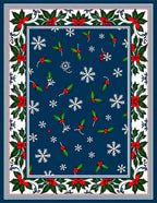 Winter Snowflake Holly Berry Border Rug