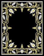 Golden Floral Frame with Petal Accents Rug