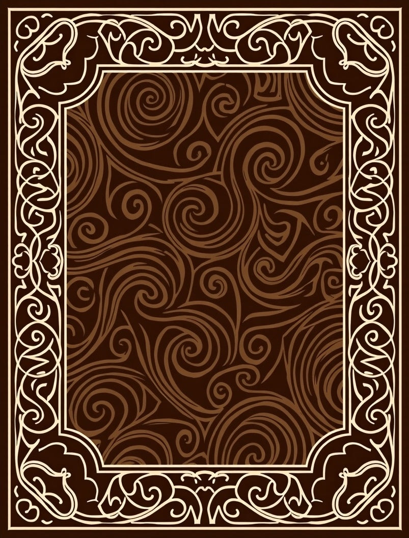 Brown Swirls Intricate Border Rug