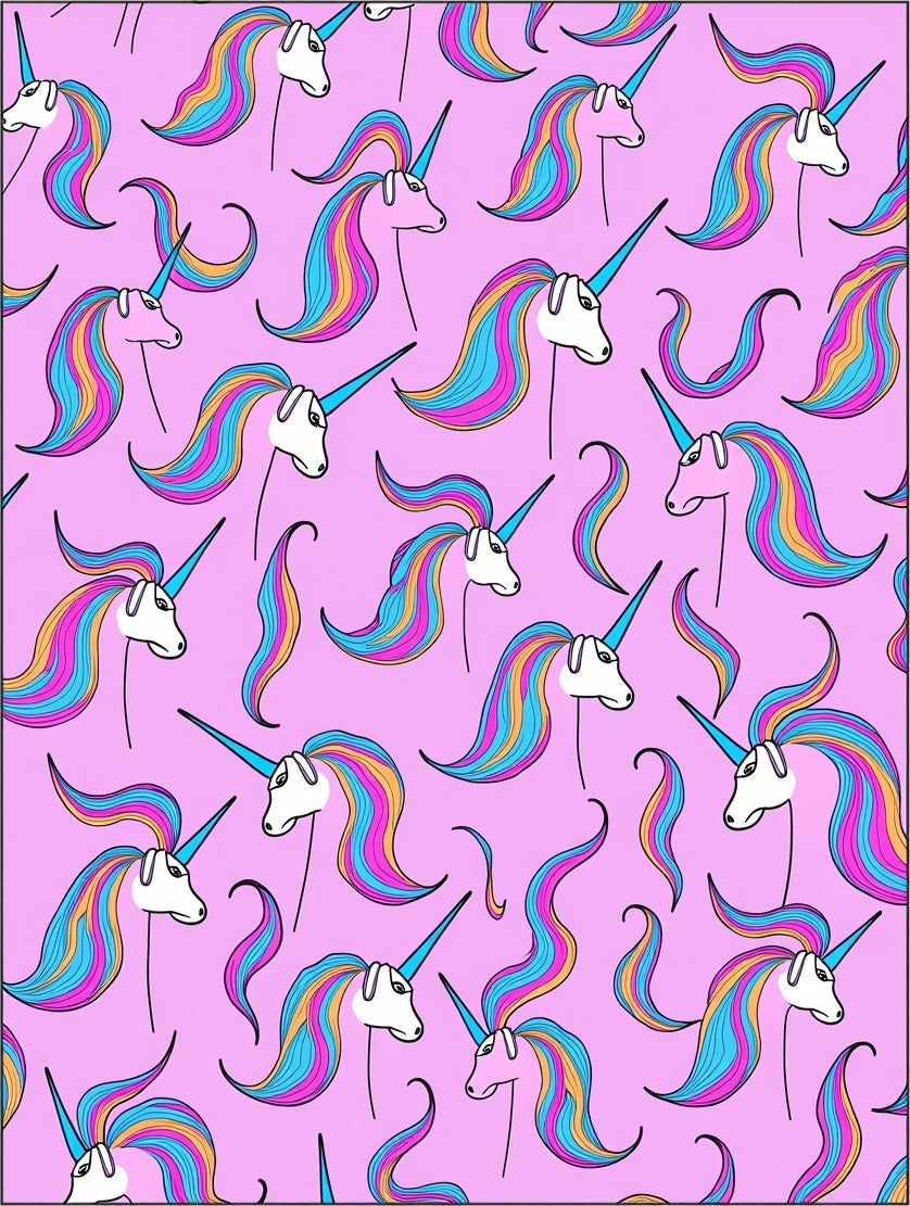 Rainbow Unicorn Print With Pink Background Rug