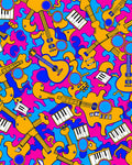 Abstract Musical Guitars and Keyboards Pattern Rug
