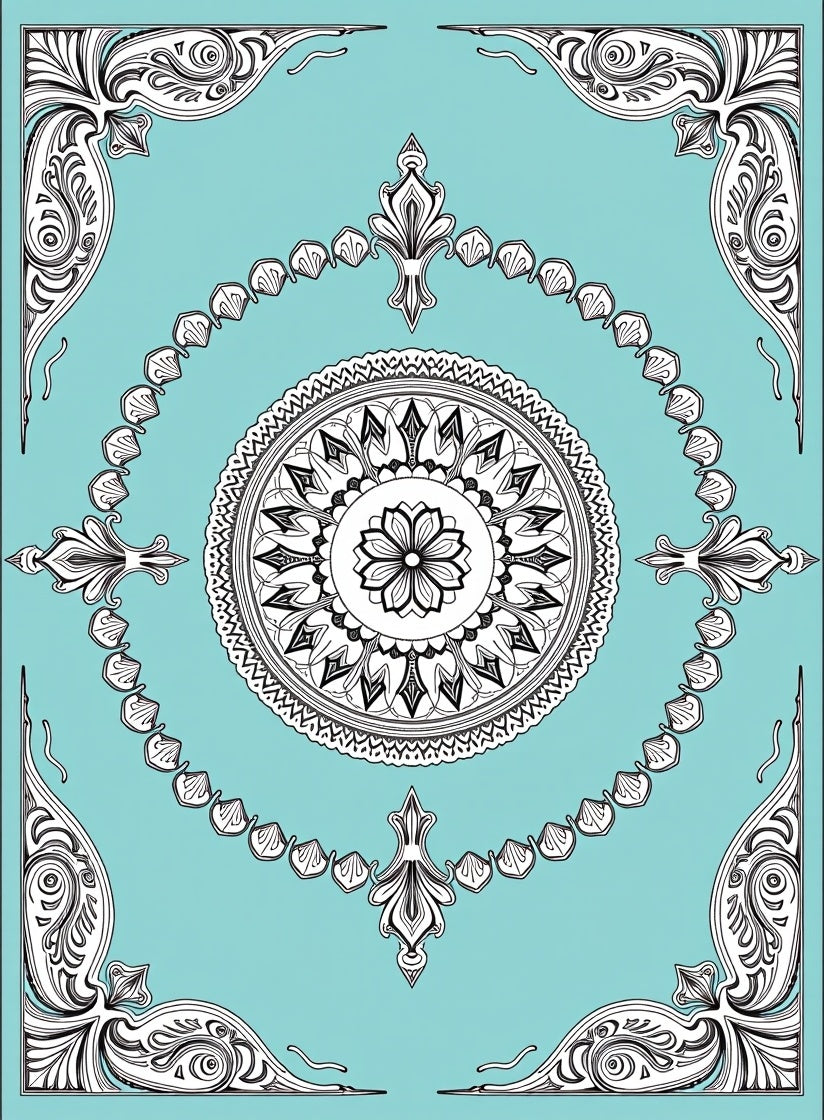 Elegant Mandala Floral Geometric Design Rug
