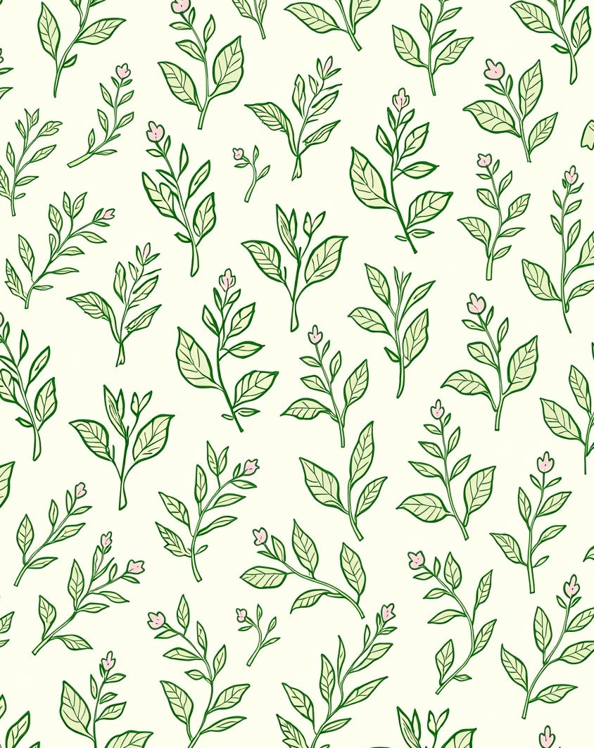 Botanical Sprigs And Delicate Blossoms Pattern Rug