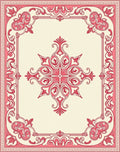 Ornate Pink Scrollwork Floral Design Rug