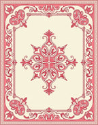 Ornate Pink Scrollwork Floral Design Rug