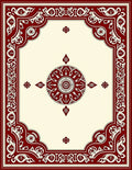 Ornate Red and Cream Medallion Pattern Rug