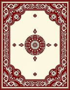 Ornate Red and Cream Medallion Pattern Rug