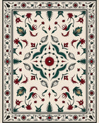 Ornate Floral Leaf Motif Rug