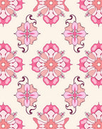 Pink Floral Mandala Pattern Rug
