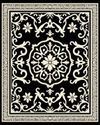 Classic Black Floral Medallion Design Rug