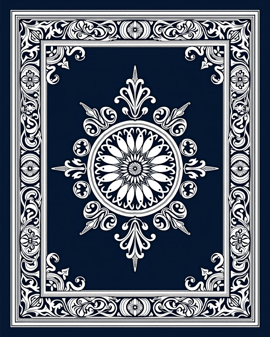 Ornate Floral Mandala Style Design Rug