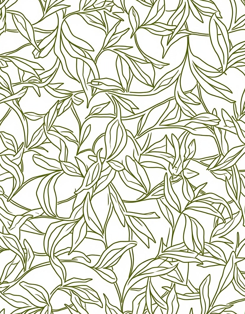 Delicate Leaf Outline Pattern Rug