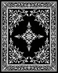 Ornate Floral Scrollwork Black and White Rug