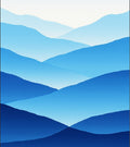 Layered Blue Mountain Landscape Pattern Rug