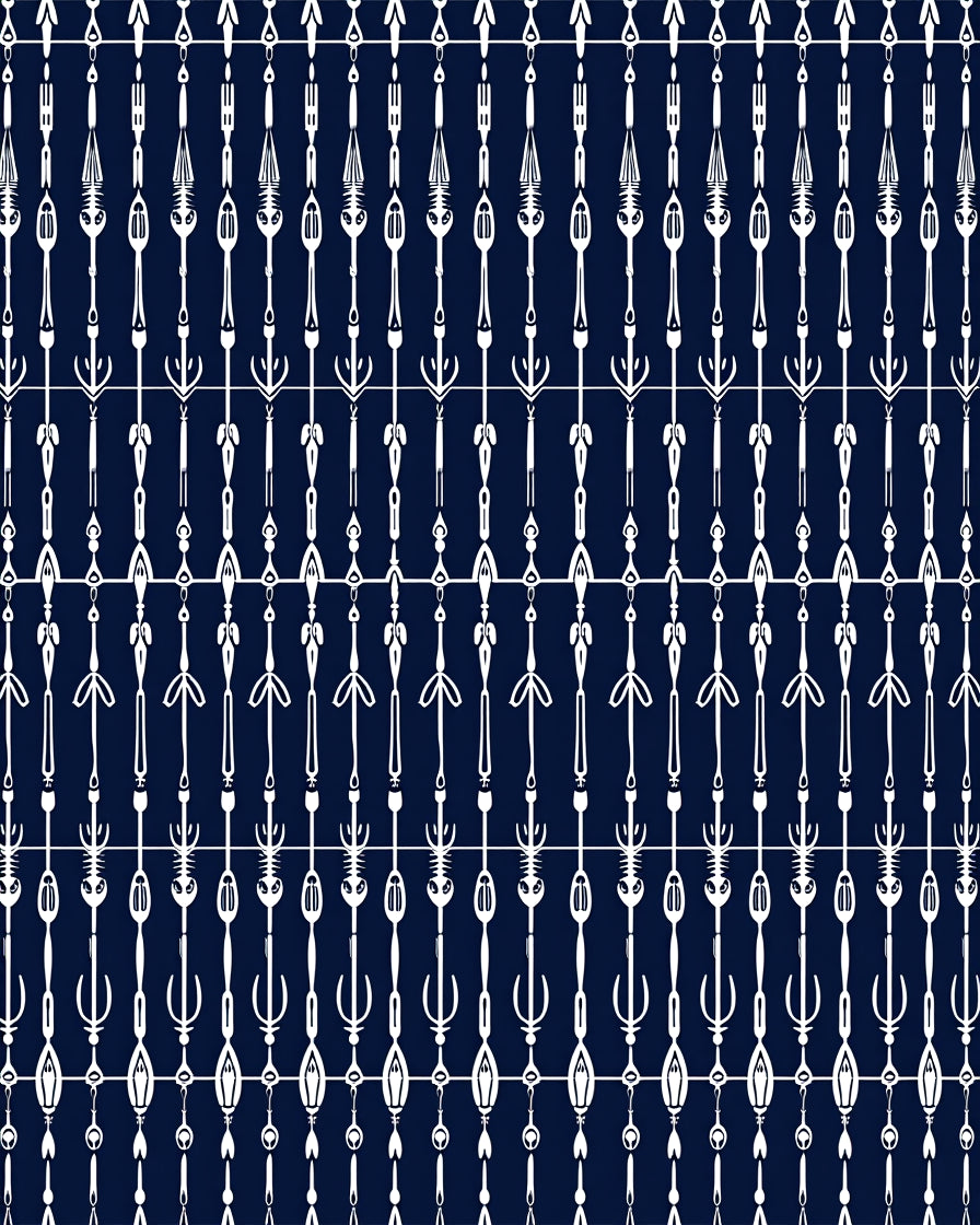 Navy White Vertical Linear Tribal Rug