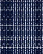 Navy White Vertical Linear Tribal Rug