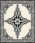 Black Cream Ornamental Scrollwork Pattern Rug