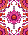 Vibrant Pink Orange Floral Mandala Pattern Rug